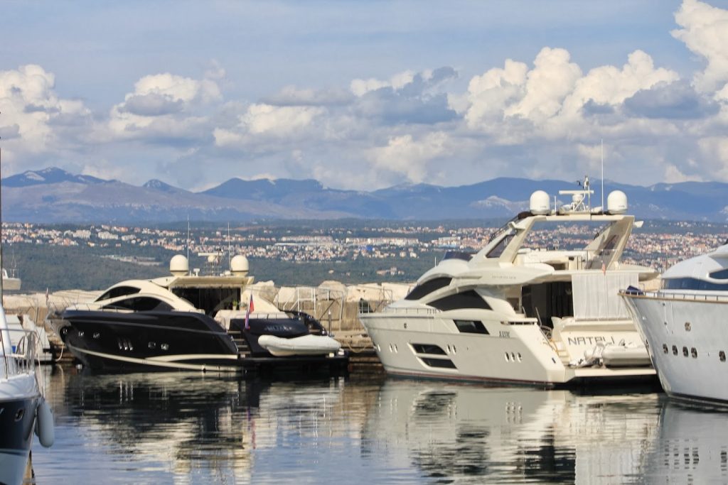 Mega charter yachts moored in Marina Icici, in Opatija, Croatia