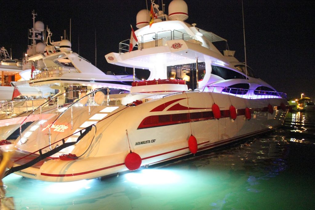 Sailing out of St Tropez's old harbour towards Portofino