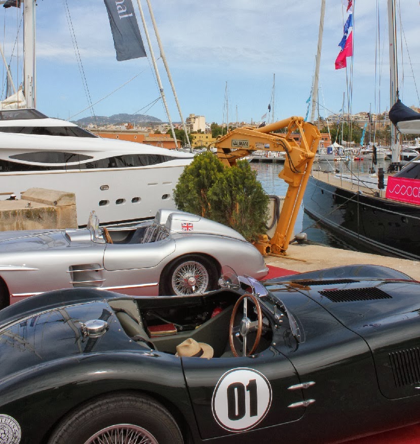 Super cars on display at a private motor yacht show in Spain